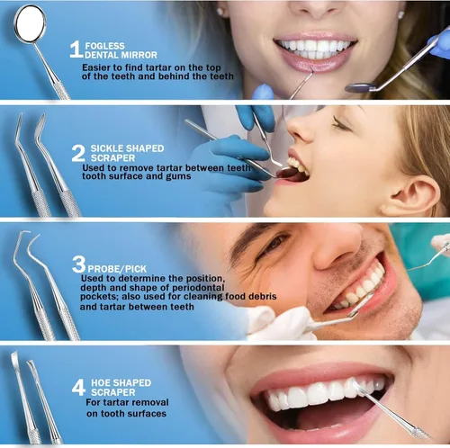 Vista 5 de Pulidor de dientes, removedor de placa para pulidor de dientes con luz LED, 5 modos de velocidad con kit de limpieza de dientes, 5 cabezales