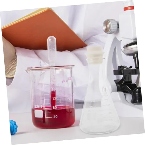 Vista 4 de CHILDWEET Frasco cónico de 16.9 fl oz del frasco de cristal del laboratorio de la química con el corcho inodoro para los estudiantes