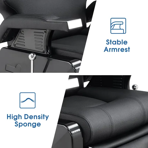 Vista 5 de BarberPub Silla de peluquero reclinable hidráulica para todo uso salón de belleza Spa Equipo de estilo 9208 (negro)