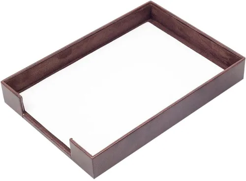 Vista 9 de MOOGCO Bandeja de cuero para documentos, organizador de escritorio, accesorios de oficina, accesorios de escritorio, suministros de oficina, Negro