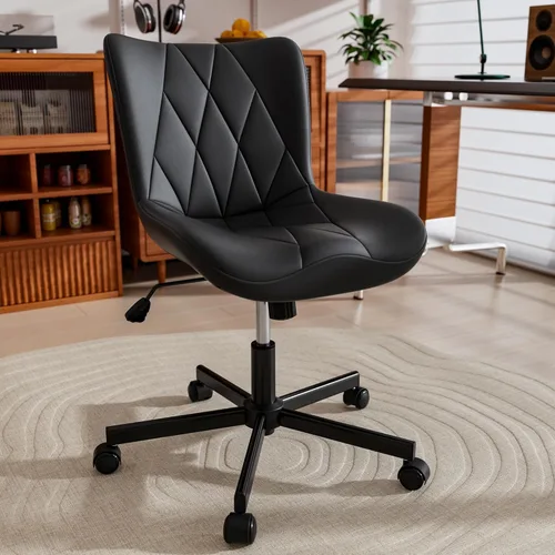 Vista 11 de Silla de Escritorio sin Brazos, Silla de Oficina Moderna para el Hogar sin Brazos, Silla de Computadora con Altura Ajustable y Balanceo, Silla