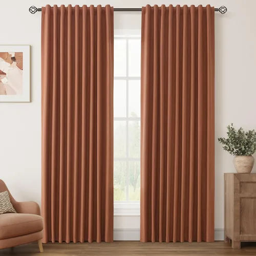 Vista 21 de Beige White 100% Blackout Curtains 84 Inch Length for Bedroom Back Tab Thick Heavy Black Out Linen Drapes Farmhouse Rustic Living Room Thermal