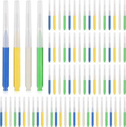 Vista 8 de Juego de cepillos suaves de ortodoncia, 70 cepillos interdentales, 50 púas de dientes para limpieza oral de dientes, con 20 palillos de dientes