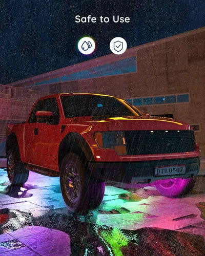 Vista 2 de Govee Underglow - 4 luces LED inteligentes RGBIC para automóviles con 16 millones de colores y 10 modos de escena, control de aplicación, tira