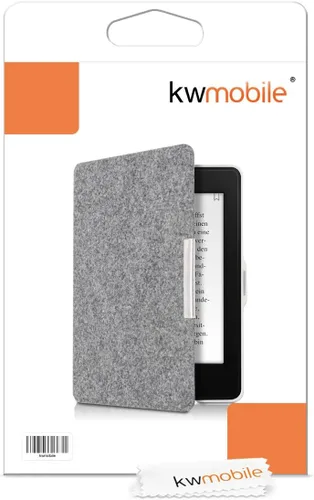 Vista 7 de kwmobile Funda compatible con Yaxa Kindle Paperwhite - Funda protectora de tela de fieltro estilo libro para lector electrónico