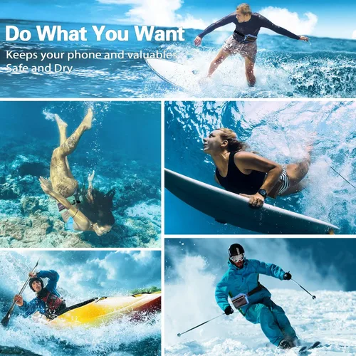 Vista 6 de SJEhome Funda impermeable IPX8 para teléfono con correa ajustable para la cintura, compatible con iPhone de la serie completa Galaxy de hasta 7 Negro