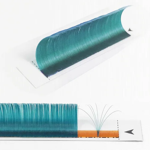 Vista 5 de Extensiones de pestañas de colores, rizo D, 0.315-0.551 in, bandeja de pestañas mixtas de volumen, pestañas de color turquesa oscuro, extensiones