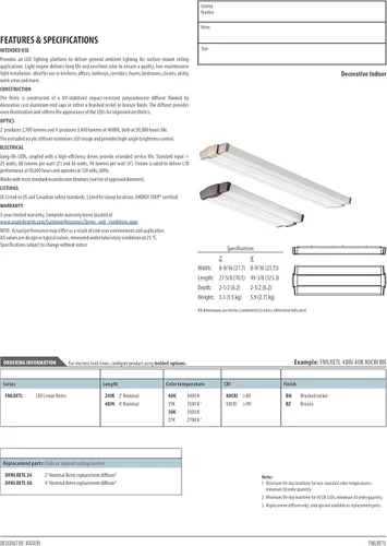 Vista 4 de Lithonia Lighting FMLRETL 48IN 30K 80CRI BZ LED Lineal Luz de montaje empotrado, 3000k, 36 vatios, 3100 lúmenes, 4 pies, bronce