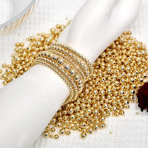 Vista 7 de 600 piezas cuentas de oro de 14K, cuentas redondas de oro sin costuras, cuentas sueltas de latón, cuentas espaciadoras que no se desvanecen