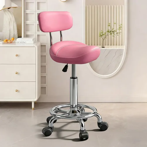 Vista 14 de Taburete con pedal de anillo, silla hidráulica ajustable con ruedas para uso médico, masaje, salón, spa, cocina y dibujo