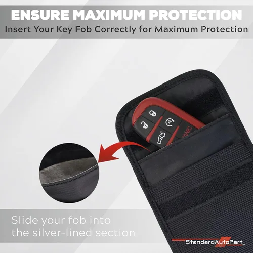 Vista 5 de StandardAutoPart Bolsa Faraday para Llaves de Coche – Funda Antirrobo para Llave con Bloqueador de Señal RFID, Protege Contra Hackeo de Coches