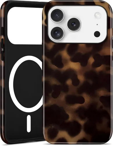 Vista 122 de Jusy Compatible with MagSafe Brown Tortoise Shell Print Phone Case for iPhone 7/8/SE, Amber Trendy Luxury Magnetic Soft TPU and Hard PC Protective
