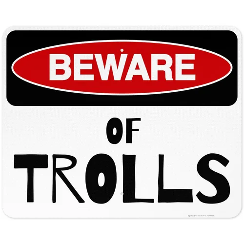 Vista 14 de Letrero de Beware of Trolls, 10 x 7 pulgadas, aluminio 040 libre de óxido, resistente a la decoloración, fabricado en Estados Unidos