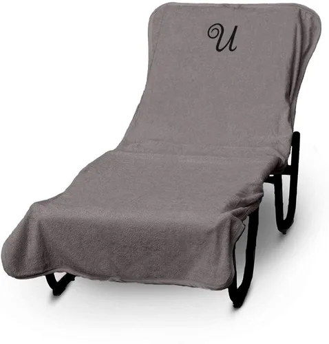 Vista 257 de Funda de lujo para tumbona de piscina con monograma de Hotel y Spa, bordado con letras en bloque - Extra absorbente 100% algodón turco - Rizo suave