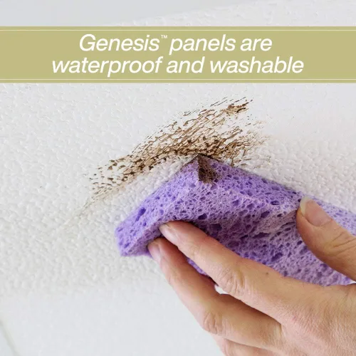Vista 5 de Genesis Azulejos de techo Icon Relief de 2 x 2 pies - Fácil instalación - Impermeable, lavable y resistente al fuego - PVC de alta calidad
