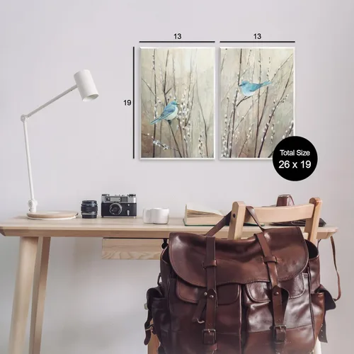 Vista 3 de Stupell Industries 'Peaceful Perched Blue Birds', 2pc Wall Plaque Art Set, 13 x 19 Inches, Easy to Hang and Sturdy, Made in USA, by Julia Purinton