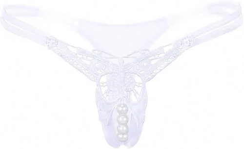 Vista 6 de Tanga de encaje para mujer sexual con perlas tangas sin costuras