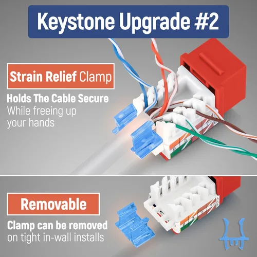 Vista 127 de Everest - Paquete de 50 conectores Keystone RJ45 Cat6 en ángulo de 45°, color blanco, conectores RJ45 hembra de perfil delgado, conector Keystone