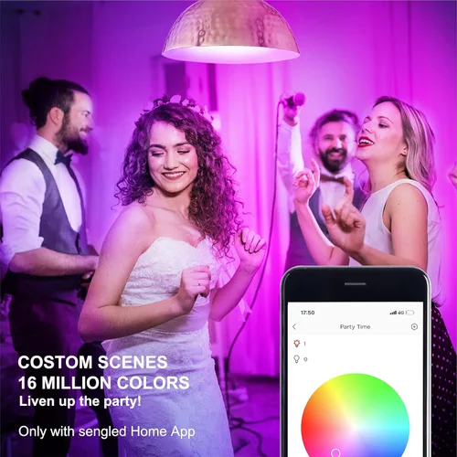 Vista 4 de Sengled Bombilla inteligente, bombilla que cambia de color, bombillas WiFi, no requiere concentrador, bombillas inteligentes compatibles con Alexa