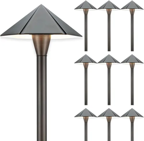 Vista 34 de Gardenreet Luces de camino de bajo voltaje de latón, luces LED de camino de paisaje, luces de patio al aire libre impermeables IP65, 12 V con cable