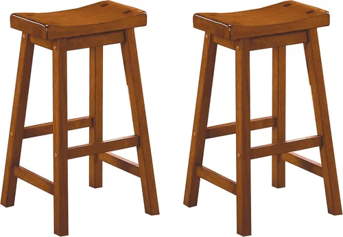 Vista 12 de Lexicon Victoria Saddle - Juego de 2 taburetes de altura de mesa de madera maciza, taburete de cocina para comedor, asiento de silla sin brazos