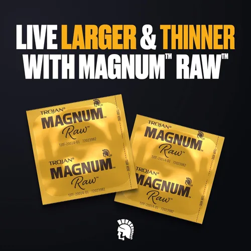 Vista 5 de TROJAN Magnum Raw - Condones de gran tamaño, condones delgados Magnum, 24