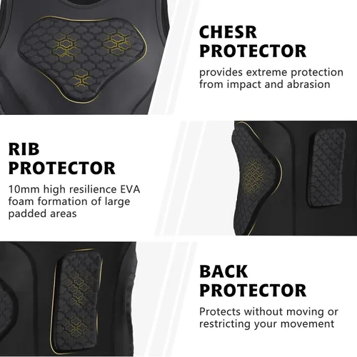 Vista 3 de Men's Football Padded Compression Shirt Baseball Chest Protector Rib Protector Vest Heart Guard Sternum Undershirt for Rugby Soccer Hockey Paintball