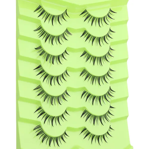 Vista 6 de Outopen - 7 pares de pestañas postizas manga de aspecto natural, pestañas postizas esponjosas y puntiagudas de anime, estilo coreano, japonés