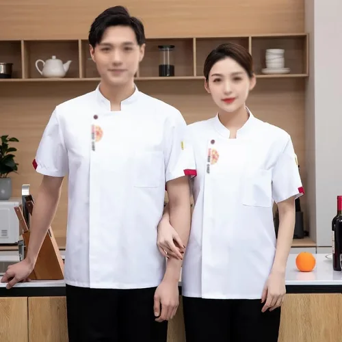 Vista 7 de Chef Coat Jacket for Men Women Unisex Hotel Restaurant Kitchen Button Chef Uniform Comfortable Lightweight