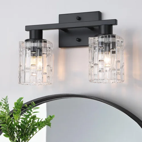 Vista 19 de Lámpara de Tocador de Baño de 1 Luz en Oro Cepillado Sobre Espejo, Iluminación Moderna de Tocador con Pantalla de Cristal, Accesorios de Iluminación