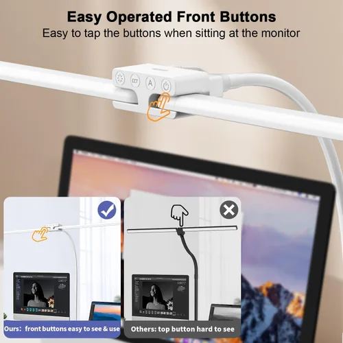 Vista 3 de EppieBasic Lámpara de escritorio LED, luz de escritorio de doble cabezal de 24 W, lámpara de mesa de trabajo de abrazadera de arquitecto, lámparas