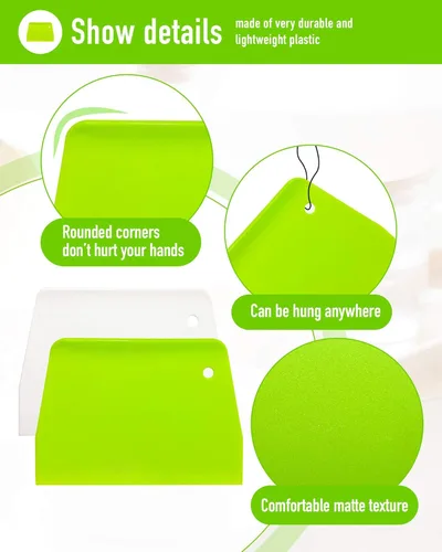 Vista 8 de Raspador de masa, cortador de masa de plástico seguro para alimentos, raspador de plástico flexible, práctico raspador de banco, raspador multiusos