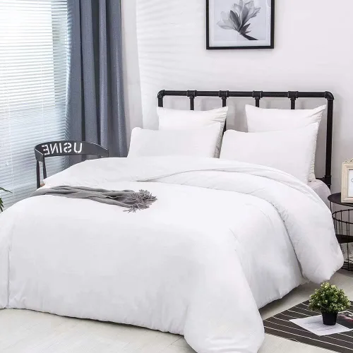 Vista 390 de CLOTHKNOW Juego de edredón de 3 piezas a cuadros color beige óxido, tamaño Full, juego de ropa de cama de cuadros edredón terracota con 2 fundas