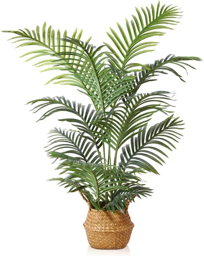 Vista 10 de LOMANTO Planta artificial de palmera Majesty, plantas artificiales de 2 pies para decoración del hogar, pequeños árboles artificiales en maceta