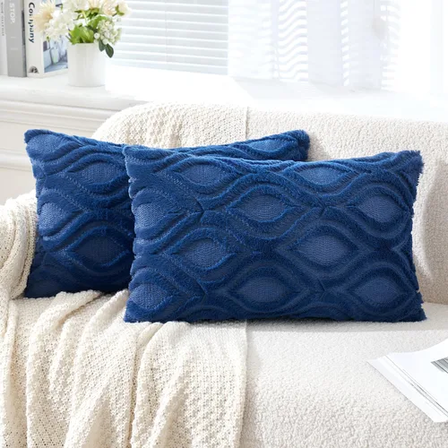 Vista 47 de MIULEE - Juego de 2 fundas de almohada de lana sintética suave y afelpada, fundas decorativas de estilo bohemio para sofá, sala de estar, cama, 16 x