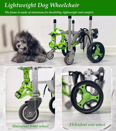 Vista 2 de Carrito de perro de apoyo completo para patas traseras, silla de ruedas ligera para perros, soporte de rehabilitación de mascotas, asistente