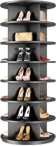 Lazy Susan - Zapatero giratorio de 7 niveles, organizador de zapatos giratorio para 28-32 pares Lazy Susan 360, armario giratorio para zapatos,