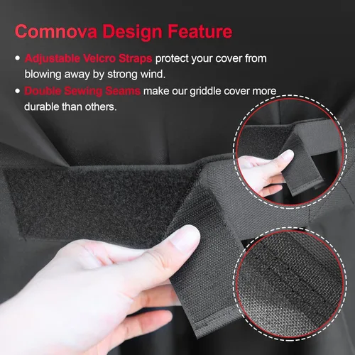 Vista 6 de Comnova - Cubierta de parrilla para parrilla Blackstone de 22 pulgadas y 17 pulgadas con capucha y soporte, cubierta de parrilla plana 600D