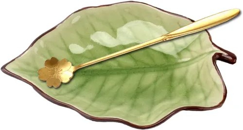 Vista 8 de Soporte de cuchara de cerámica para encimera de cocina, estufa, mesa de comedor con bonita cuchara, forma de hoja, decoración moderna de granja, 6.7
