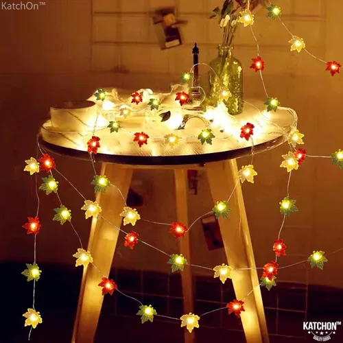 Vista 5 de KatchOn Guirnalda de otoño con luces – 7 pies, 20 LED, 8 modos de luz Luces 3D de Acción de Gracias funcionan con pilas, decoraciones de otoño