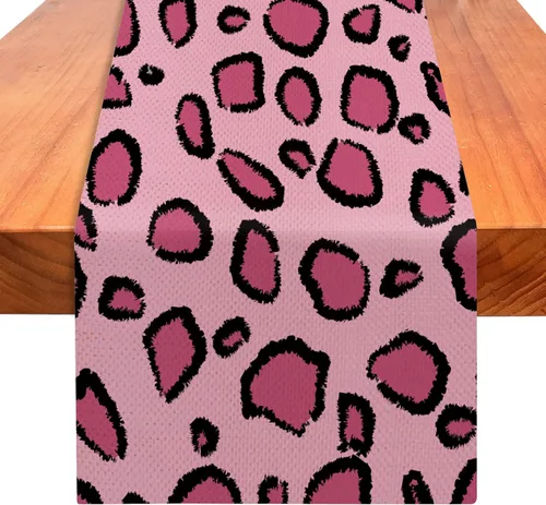 Vista 10 de Camino de Mesa con Estampado de Leopardo de 72 Pulgadas de Largo, Camino de Mesa Estilo Animal, Pañuelos para Tocador, Decoración de Mesa de Burlap