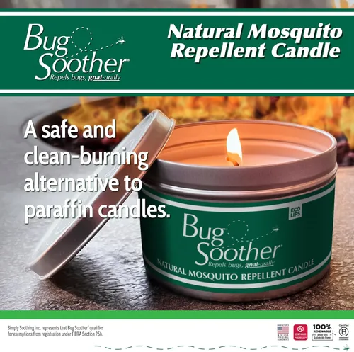 Vista 2 de Bug Soother Vela repelente de insectos natural – Protección contra mosquitos y mosquitos sin DEET, agradable aroma a hierba de limón y vainilla