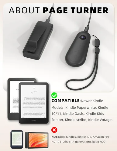 Vista 6 de VOLTIFYMAX Soporte para Kindle con volteador de páginas remoto para lectura en la cama, soporte para tableta, brazo manos libres, compatible