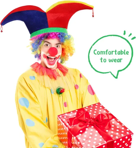 Vista 3 de Didiseaon 2 sombreros de bufón con campanas, divertido accesorio de disfraz de bufón para Halloween, Mardi Gras, carnaval, festival de México