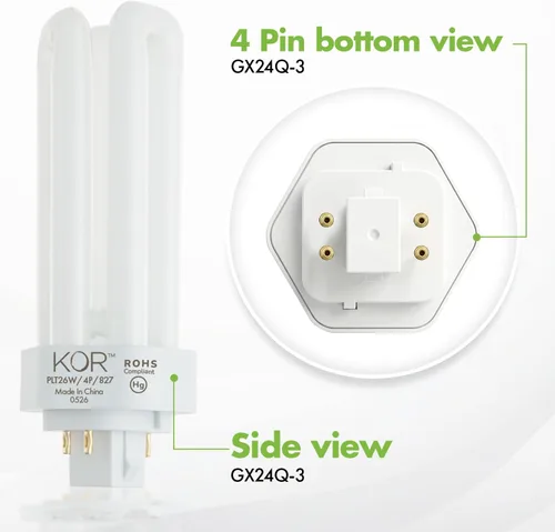 Vista 7 de (unidades 4) tubo triple de 26 Watts - GX24q-3 (4 pines), 26.0watts