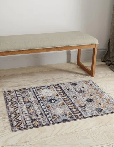 Unique Loom Eco Southwestern Collection - Alfombra tubac (rectangular 2 pies 0 pulgadas x 3 pies 0 pulgadas, caqui gris/negro)