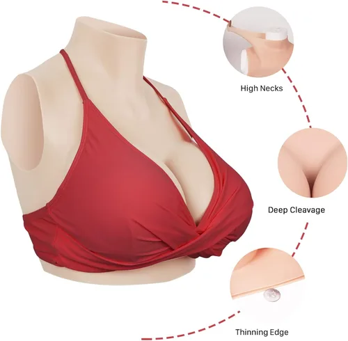 Vista 4 de KUICEO Silicone Breastplate B-H Cup Fake Boobs Breast Forms for Crossdresser Transgender Drag Queen