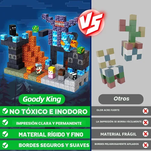 Vista 4 de Bloques magnéticos de 100 piezas, juego de bloques de construcción magnéticos de castillo oscuro, imanes apilables para niños, imanes fuertes