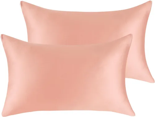 Vista 10 de Protectores/Fundas de Almohada de Algodón Tamaño Estándar con Cremallera Paquete de 2 Color Gris, Protectores de Almohada de Cama Refrescantes