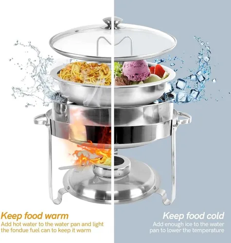 Vista 7 de Chafing Dish Buffet Set 2 Pack, 4 QT Stainless Steel Round Chafing Dishes for Buffet, Food Warmers with Glass Lid & Lid Holder For Parties Buffet